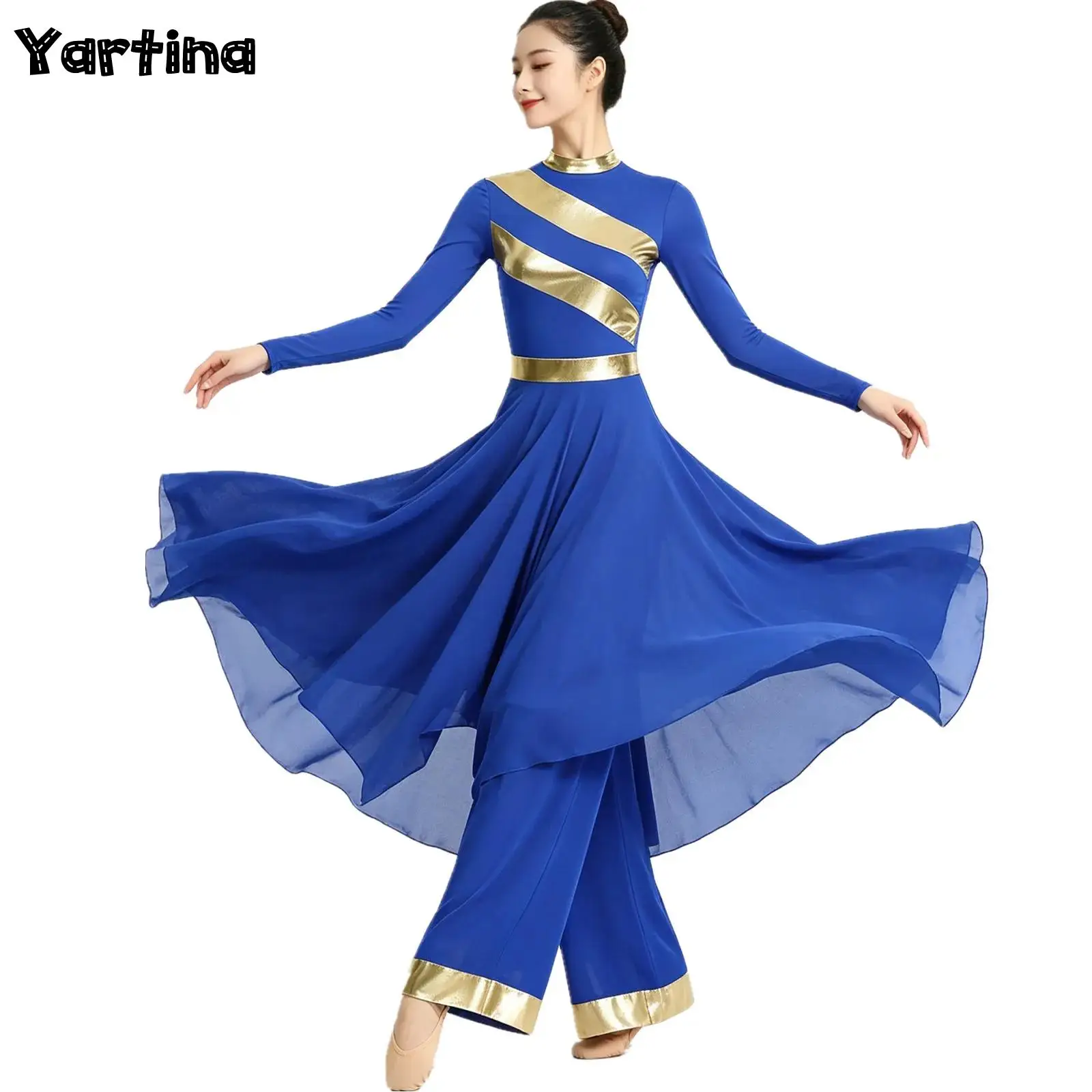 Womens Worship Praise Dance Outfit Long Sleeve Irregular Hem Tunic Dress with Wide Leg Pants Liturgical Lyrical Dance Costume
Womens Worship Praise Dance Outfit Long Sleeve Irregular Hem Tunic Dress with Wide Leg Pants Liturgical Lyrical Dance Costume