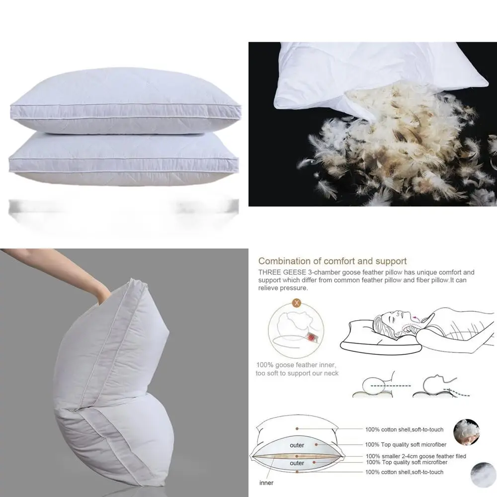 Набор из 2 подушек с наполнителем из белого гусиного пуха - 100% хлопок, 600TC, средней жесткости, подходят для сна на боку, спине и животе - Oeko-Tex
Набор из 2 подушек с наполнителем из белого гусиного пуха - 100% хлопок, 600TC, средней жесткости, подходят для сна на боку, спине и животе - Oeko-Tex