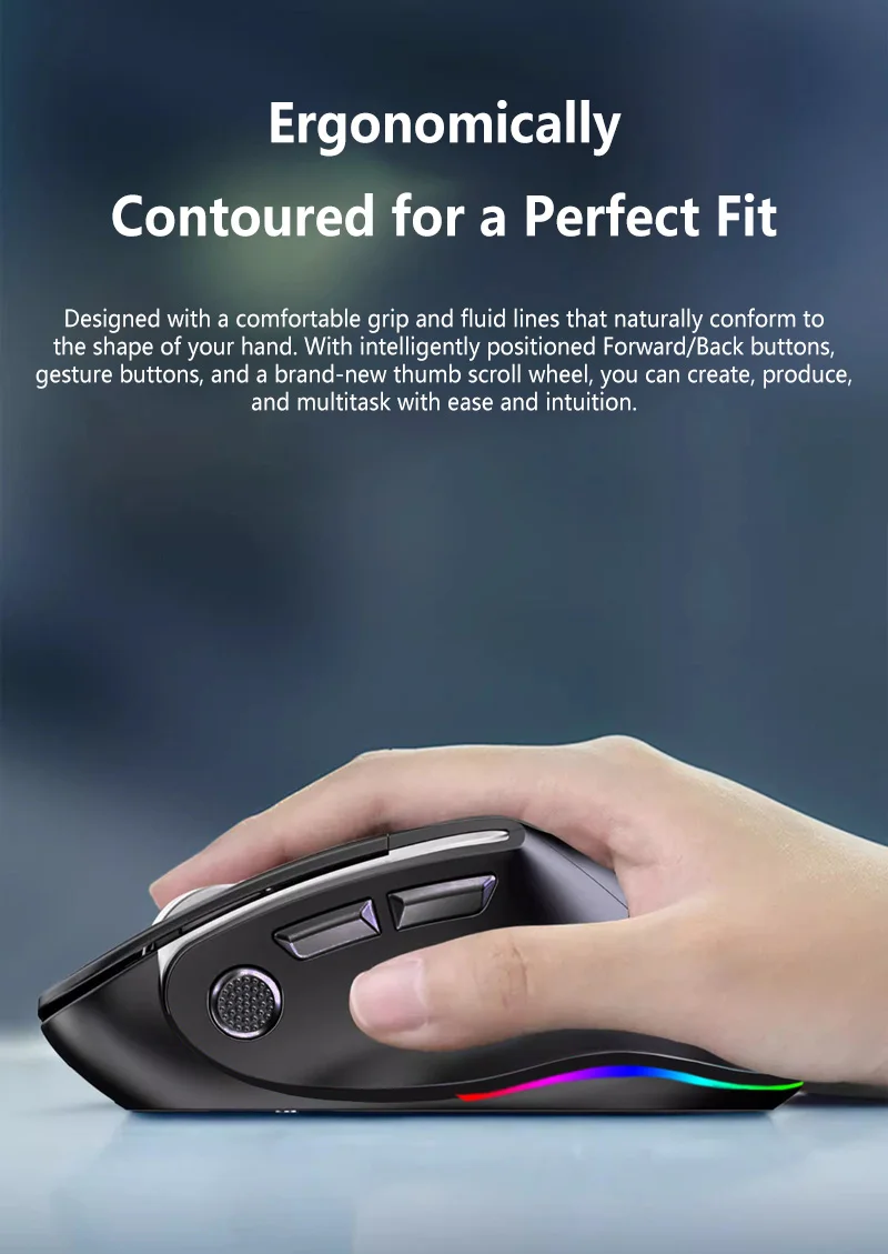 New Vertical Mouse 2.4g Wireless Dual-mode Mouse Ergonomic Charging With Finger Holder Gaming Mouse RGB Long-lasting Battery
New Vertical Mouse 2.4g Wireless Dual-mode Mouse Ergonomic Charging With Finger Holder Gaming Mouse RGB Long-lasting Battery