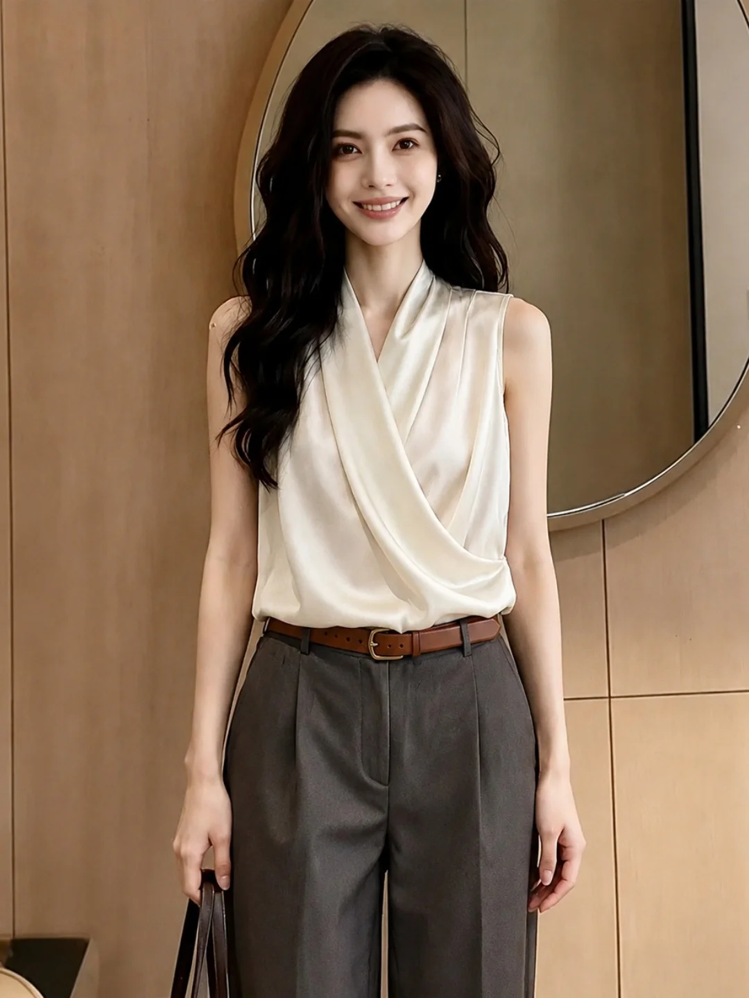 Elegant V-Neck Sleeveless Vest Women's Fashionable Lightweight Summer Top Elegant Slimming Outerwear Casual Chic Style
Elegant V-Neck Sleeveless Vest Women's Fashionable Lightweight Summer Top Elegant Slimming Outerwear Casual Chic Style