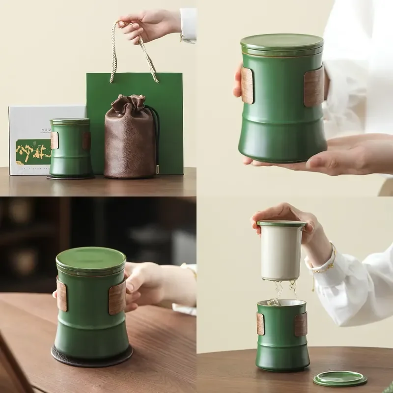 【CHIMU HOME】 High-End Ceramic Green Bamboo Office Cup Portable with Water Separation for Classic Chinese Style Teacup Mug
【CHIMU HOME】 High-End Ceramic Green Bamboo Office Cup Portable with Water Separation for Classic Chinese Style Teacup Mug