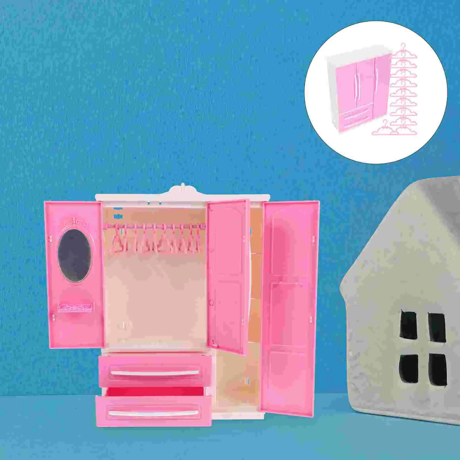 Furniture Mini Wardrobe Miniature Toy Clothes Organizer Model Pink Plastic Dress Hanger
Furniture Mini Wardrobe Miniature Toy Clothes Organizer Model Pink Plastic Dress Hanger