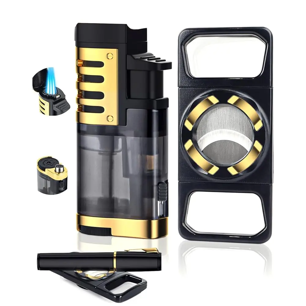 Ailexpress Recommendation - Torch Lighter and Straight Cutter Set with Built-in Holder, Punch, Triple Windproof Jet Flame Butane
Ailexpress Recommendation - Torch Lighter and Straight Cutter Set with Built-in Holder, Punch, Triple Windproof Jet Flame Butane