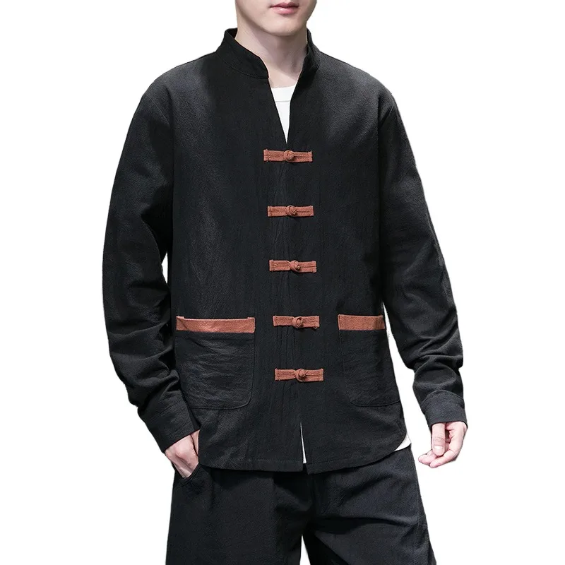 Spring and Autumn Chinese Style Men's Buckle Long-sleeved Shirt Large Size Trend Loose Tang Style Shirt
Spring and Autumn Chinese Style Men's Buckle Long-sleeved Shirt Large Size Trend Loose Tang Style Shirt