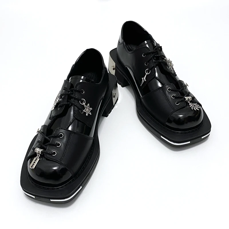 Men Streetwear Dark Black Fashion Genuine Leather Metal Decorationr Shoes Man Punk Real Cowhide Casual Leather Motorcycle Shoe
Men Streetwear Dark Black Fashion Genuine Leather Metal Decorationr Shoes Man Punk Real Cowhide Casual Leather Motorcycle Shoe