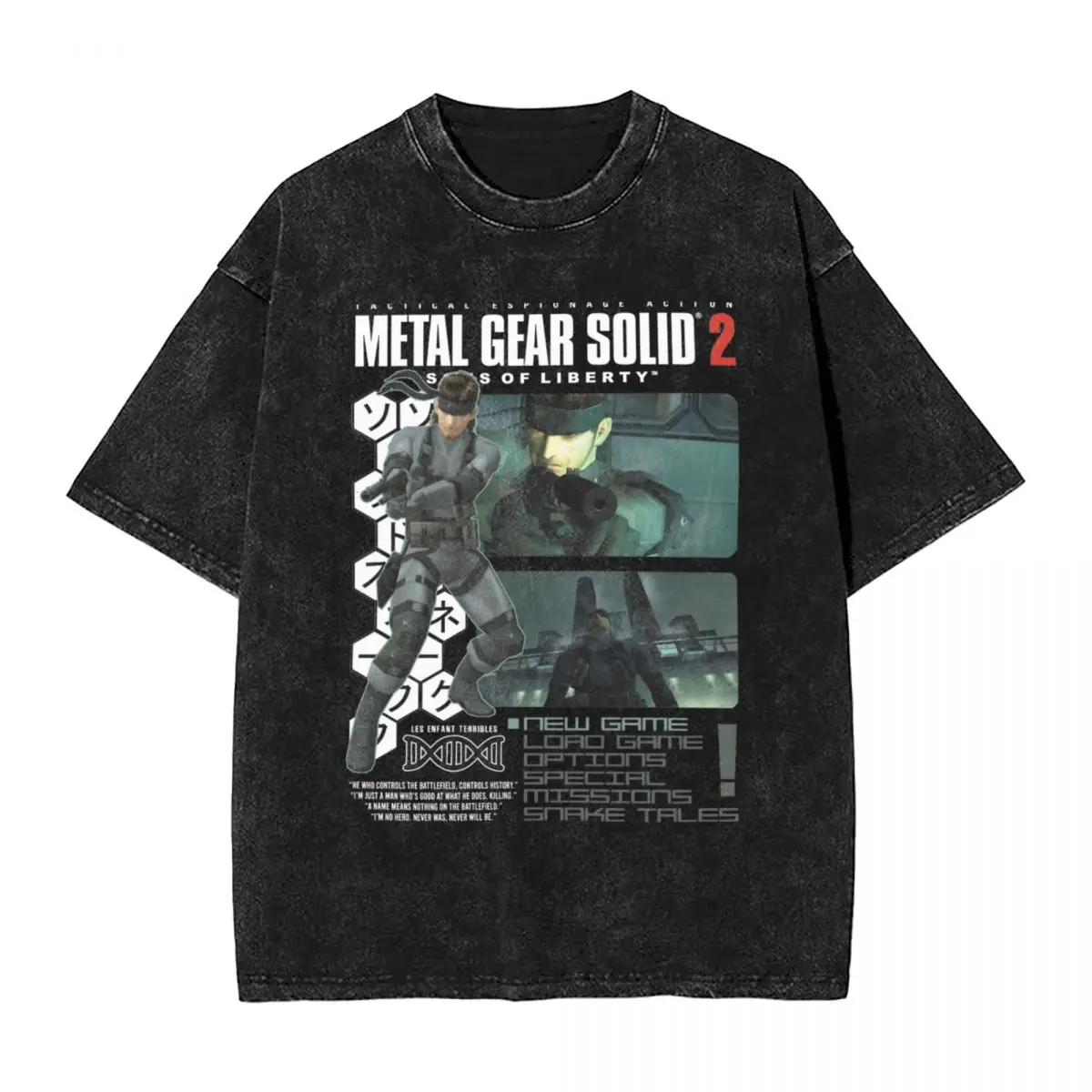 Solid Snake Metal Gear Solid 2 Washed T Shirt Streetwear Hip Hop Fashion T-Shirt Tees Men Women Short Sleeve Street Summer
Solid Snake Metal Gear Solid 2 Washed T Shirt Streetwear Hip Hop Fashion T-Shirt Tees Men Women Short Sleeve Street Summer