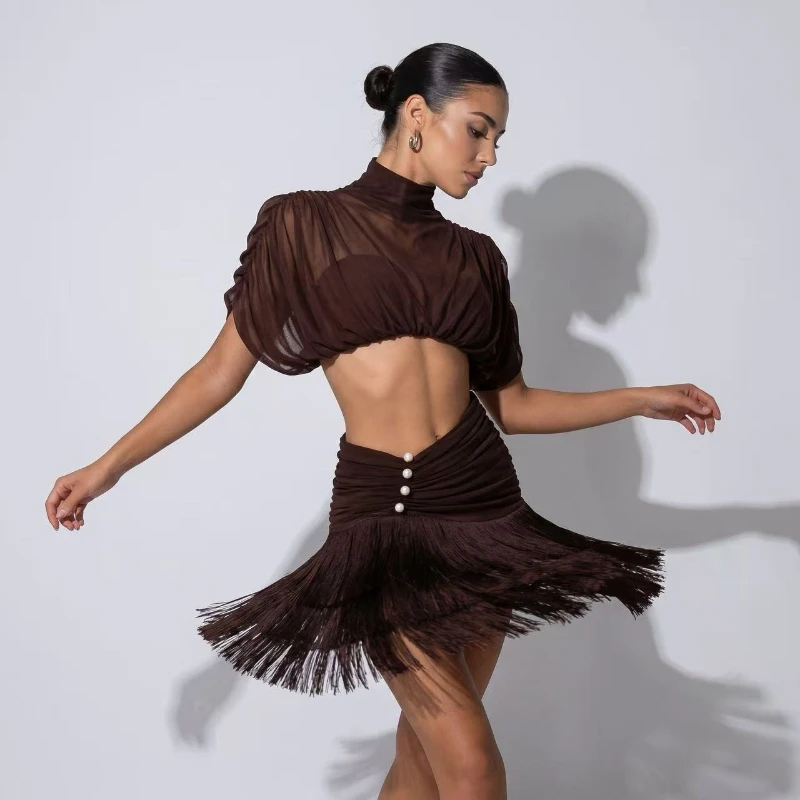 Adult Latin Dance Dress for Women Net Silk Top Tassels Skirt Set Sasha Professional Cha-cha Samba Practice Performance Costume
Adult Latin Dance Dress for Women Net Silk Top Tassels Skirt Set Sasha Professional Cha-cha Samba Practice Performance Costume
