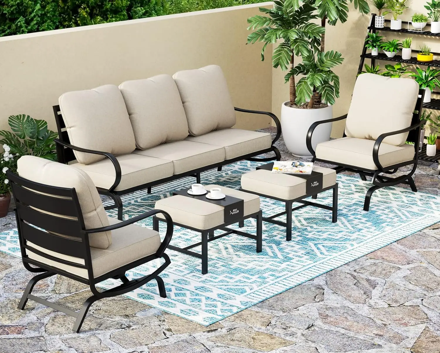 5 Pcs Patio Furniture Set - 72" Deep Seating Bench, 2 C-Base Chairs & 2 Ottomans for Backyard
5 Pcs Patio Furniture Set - 72" Deep Seating Bench, 2 C-Base Chairs & 2 Ottomans for Backyard