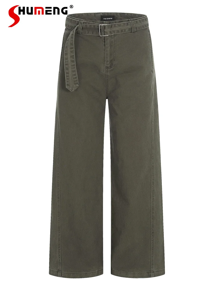 Fashion Retro Splicing Belt Tooling Straight Pants Men Women 2025 Autumn New Loose Wide-Leg Trousers Comfort Cotton Long Pants
Fashion Retro Splicing Belt Tooling Straight Pants Men Women 2025 Autumn New Loose Wide-Leg Trousers Comfort Cotton Long Pants