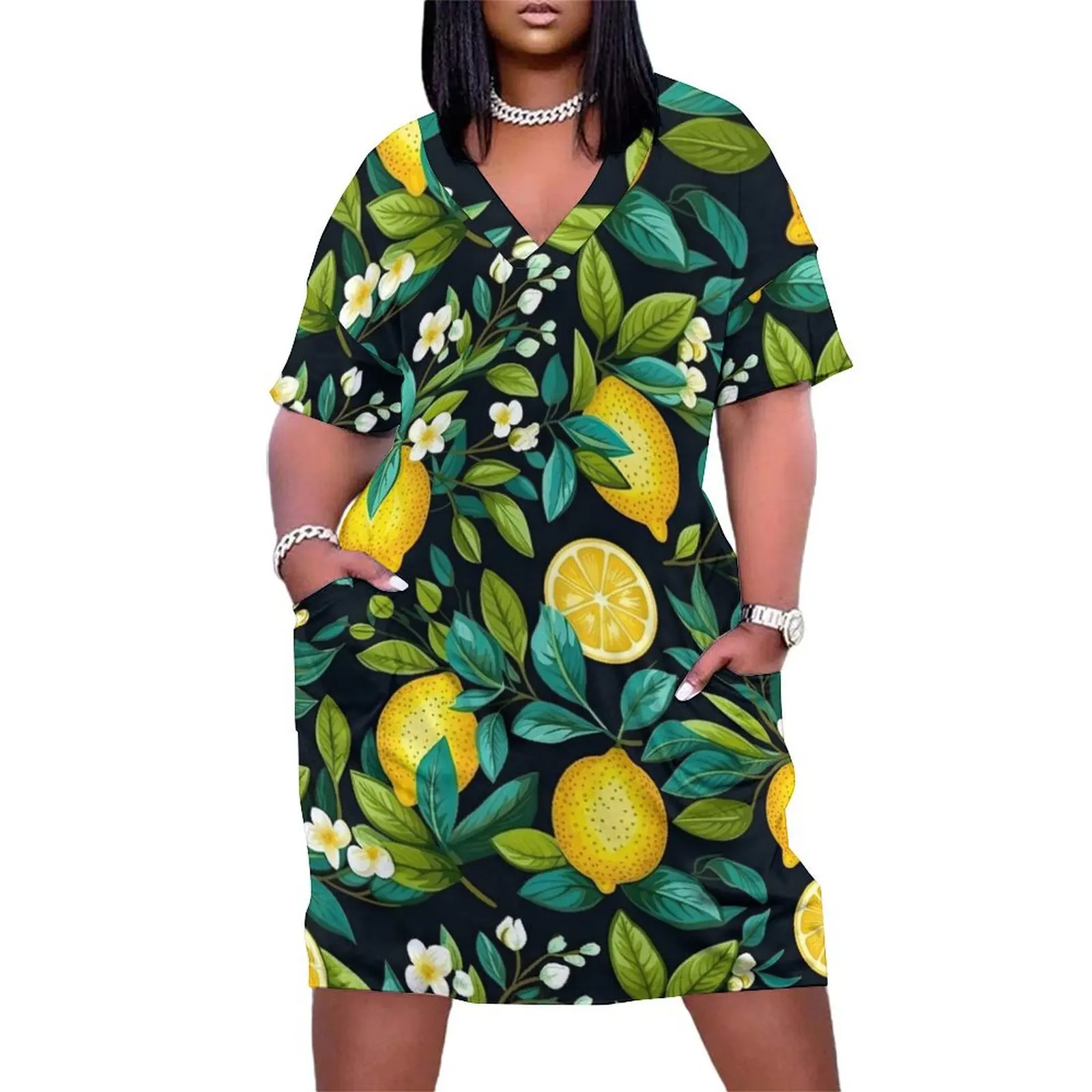 lemons in tropical leaves pattern Loose Pocket Dress luxury women's party dress evening prom women's clothing trend 2025
lemons in tropical leaves pattern Loose Pocket Dress luxury women's party dress evening prom women's clothing trend 2025