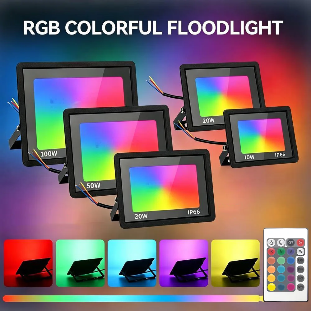 100W LED Floodlight RGB Color Changing IP66 Waterproof 30W 50W Flood Light Outdoor Colorful Lighting Spotlight Wall Refletor
100W LED Floodlight RGB Color Changing IP66 Waterproof 30W 50W Flood Light Outdoor Colorful Lighting Spotlight Wall Refletor