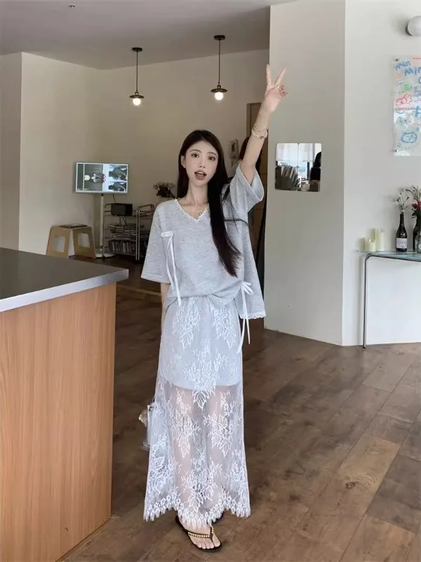 plus Size Fashionable Lace Short Sleeve T-Shirt And Skirt Set for Women Summer Casual Style Two Piece Suit Polyester Fiber
plus Size Fashionable Lace Short Sleeve T-Shirt And Skirt Set for Women Summer Casual Style Two Piece Suit Polyester Fiber
