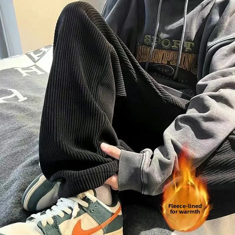 Thiened Corduroy Casual Long Pants Men's Autumn Winter Fce Lined Sportswear Sweatpants Straight Leg Trousers
Thiened Corduroy Casual Long Pants Men's Autumn Winter Fce Lined Sportswear Sweatpants Straight Leg Trousers