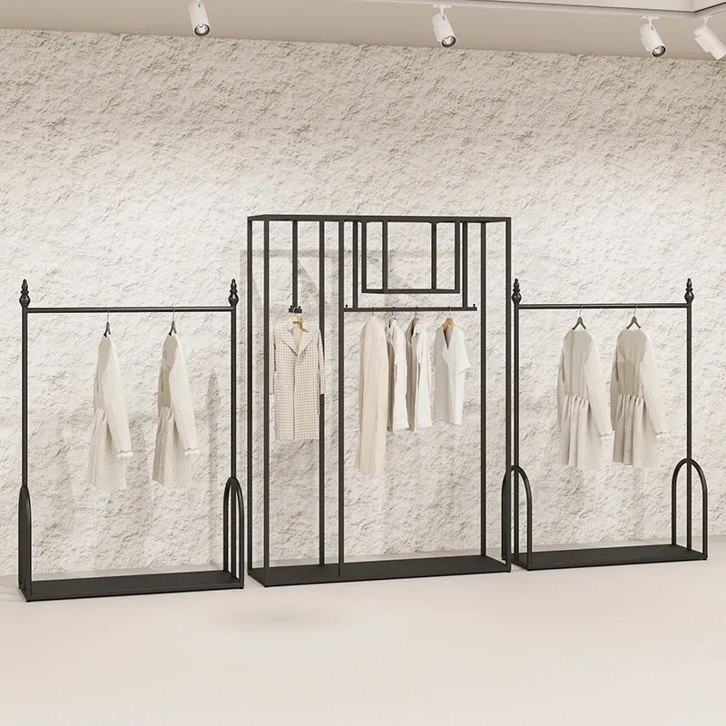 Clothing store display rack Floor-to-ceiling double-layer front side hanging clothes rack Men's and women's clothing wrought
Clothing store display rack Floor-to-ceiling double-layer front side hanging clothes rack Men's and women's clothing wrought