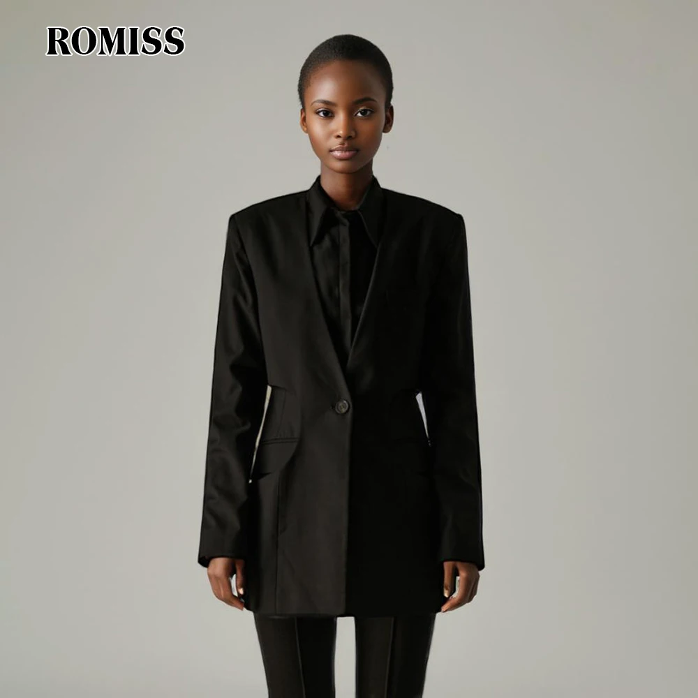 ROMISS Minimalist Hollow Out Temperament Blazers For Women Lapel Long Sleeve Single Button Autumn Casual Solid Blazer Female
ROMISS Minimalist Hollow Out Temperament Blazers For Women Lapel Long Sleeve Single Button Autumn Casual Solid Blazer Female