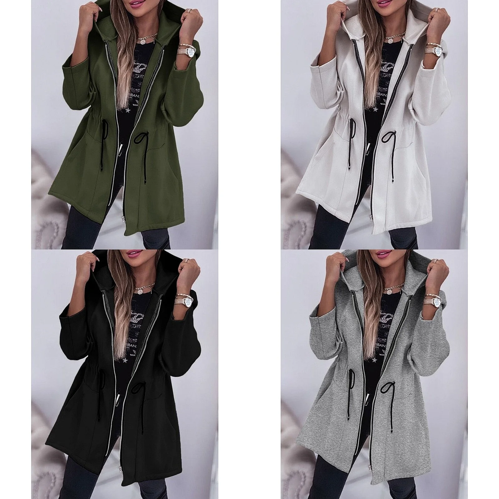 Fashion Hooded Zip Up Jacket Women Casual Outerwear Coats Spring Summer Hoodies
Fashion Hooded Zip Up Jacket Women Casual Outerwear Coats Spring Summer Hoodies