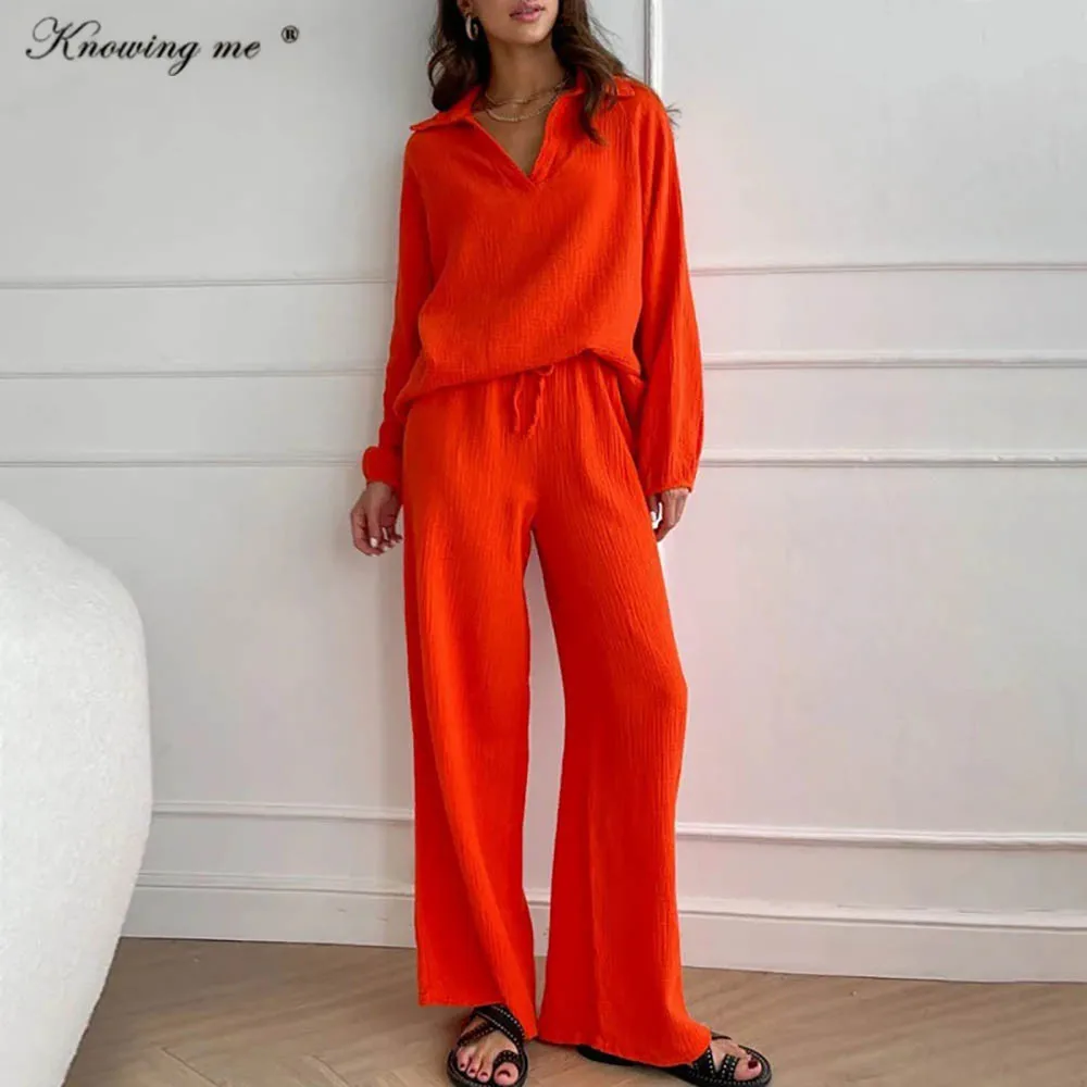 Women Spring Loose tracksuit set Elegant casual solid color pullover top & wide long pants two piece set Female fashion Outfits
Women Spring Loose tracksuit set Elegant casual solid color pullover top & wide long pants two piece set Female fashion Outfits