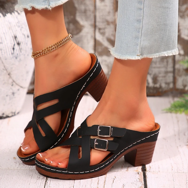 Новинка 2026, хит продаж, модные сандалии с открытым носком на высоком каблуке с двойной пряжкой, нескользящие сандалии на резиновой подошве
Новинка 2026, хит продаж, модные сандалии с открытым носком на высоком каблуке с двойной пряжкой, нескользящие сандалии на резиновой подошве