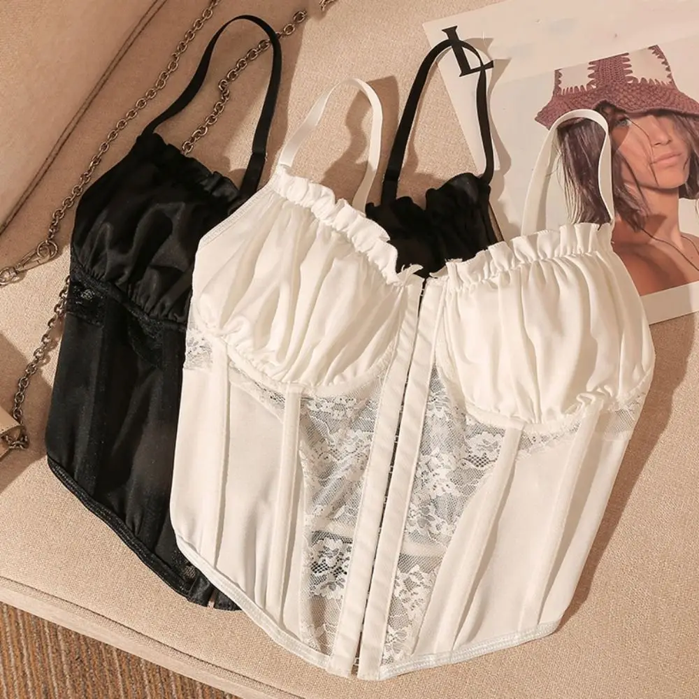 Spicy Girl Style Mesh Hollow Lace Flower Camisole Ruffle Transparent Lace Corset Sleeveless Sweet Suspender Vest Spring Summer
Spicy Girl Style Mesh Hollow Lace Flower Camisole Ruffle Transparent Lace Corset Sleeveless Sweet Suspender Vest Spring Summer