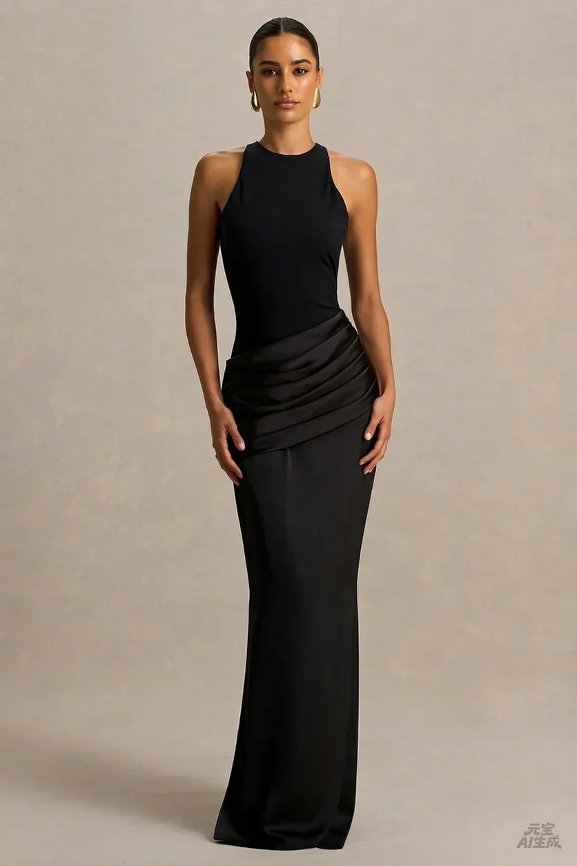 Customized Elegant Black Evening Gown O-Neck Sleeveless Formal Dinner Dress Wedding Party Dresses for Guest 2026
Customized Elegant Black Evening Gown O-Neck Sleeveless Formal Dinner Dress Wedding Party Dresses for Guest 2026