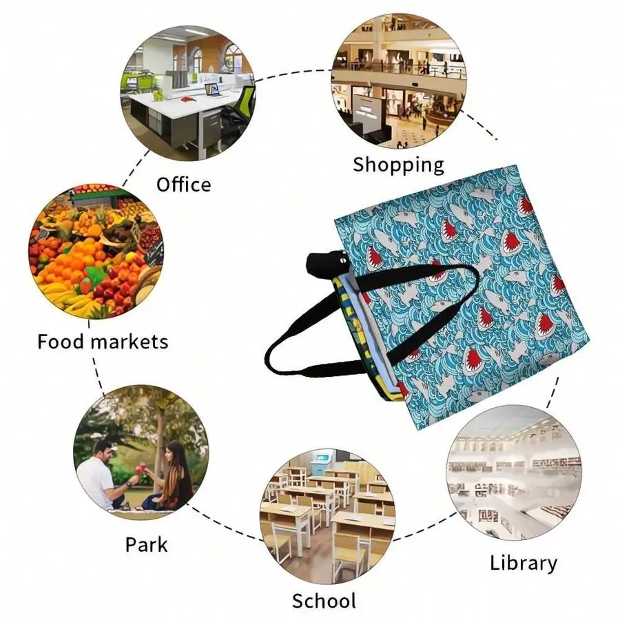 Shark Wave Print Casual Tote Bag For Women Men Beach Shopping Office Park School Library
Shark Wave Print Casual Tote Bag For Women Men Beach Shopping Office Park School Library