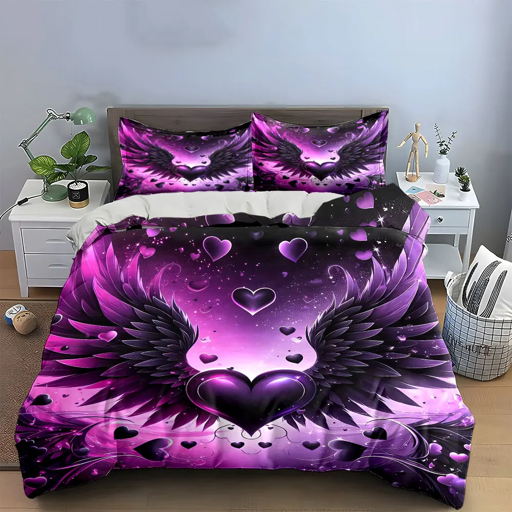 "Purple Heart Wings Decor Set" Soft Skin-Friendly Bedding Set Includes 1 Duvet Cover And 2 Pillowcase, Gift
"Purple Heart Wings Decor Set" Soft Skin-Friendly Bedding Set Includes 1 Duvet Cover And 2 Pillowcase, Gift