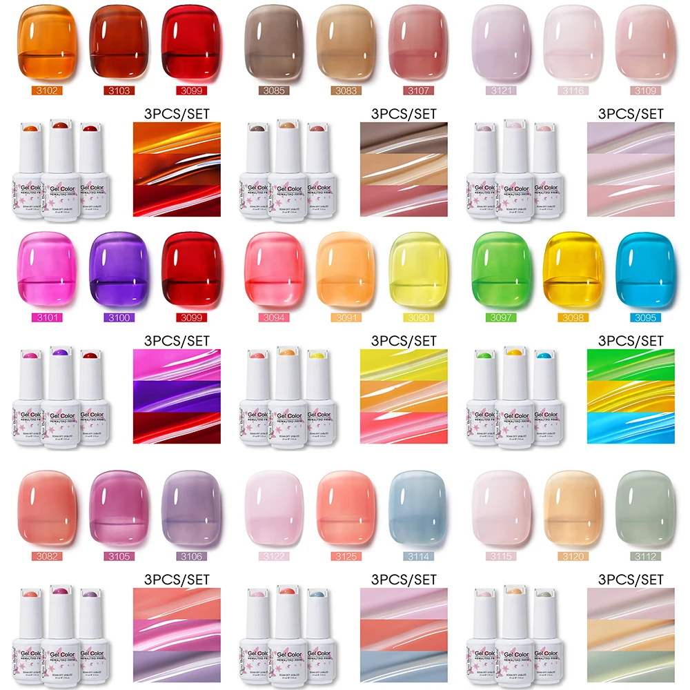Clou Beaute 3pcs Ice-clear Jelly HEMA TPO FREE Light Pink Yellow Skin Nude Gel Nail Polish Semi-transparent Nail Art Kit Set
Clou Beaute 3pcs Ice-clear Jelly HEMA TPO FREE Light Pink Yellow Skin Nude Gel Nail Polish Semi-transparent Nail Art Kit Set