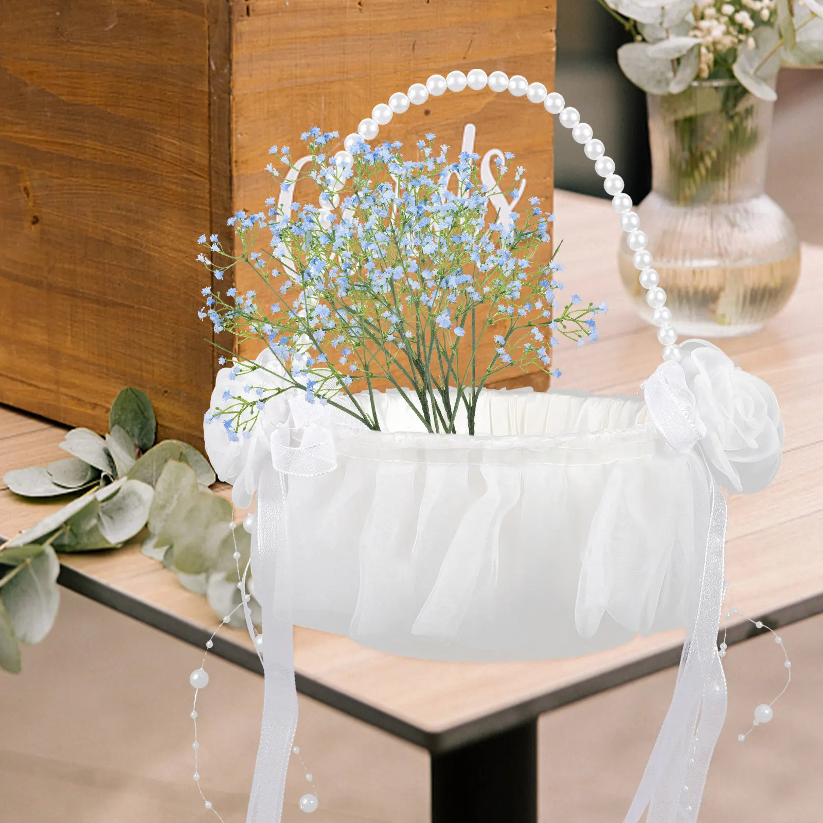 Flower Basket Classic White Cloth Lightweight Portable Wedding Flower Basket Handheld Pearl Elegant Wedding Party Petal
Flower Basket Classic White Cloth Lightweight Portable Wedding Flower Basket Handheld Pearl Elegant Wedding Party Petal