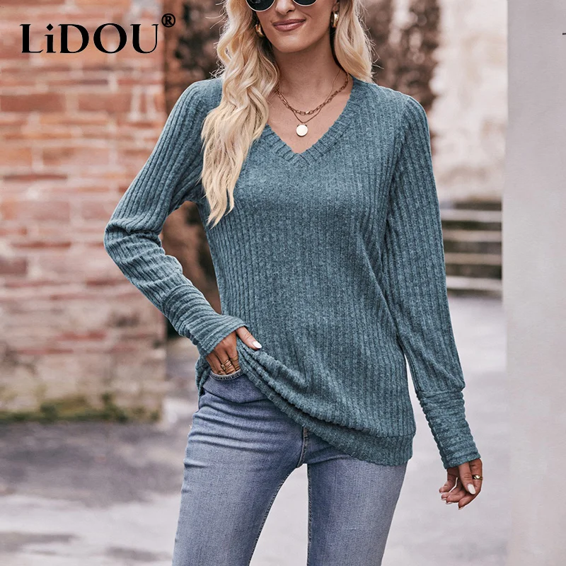 Autumn Winter New Loose Casual V-neck Pullover Tees Ladies Fashion Simple Long Sleeve Bottoming Top Women T-shirt Female Clothes
Autumn Winter New Loose Casual V-neck Pullover Tees Ladies Fashion Simple Long Sleeve Bottoming Top Women T-shirt Female Clothes