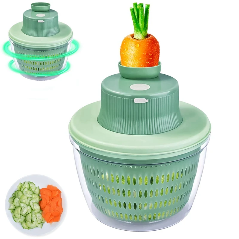 B62B-Electric Vegetable Drainer, 2 In 1 Salad Spinner And Chopper, Multifunctional Vegetable Washer Sieve Cordless Salad B Durab
B62B-Electric Vegetable Drainer, 2 In 1 Salad Spinner And Chopper, Multifunctional Vegetable Washer Sieve Cordless Salad B Durab