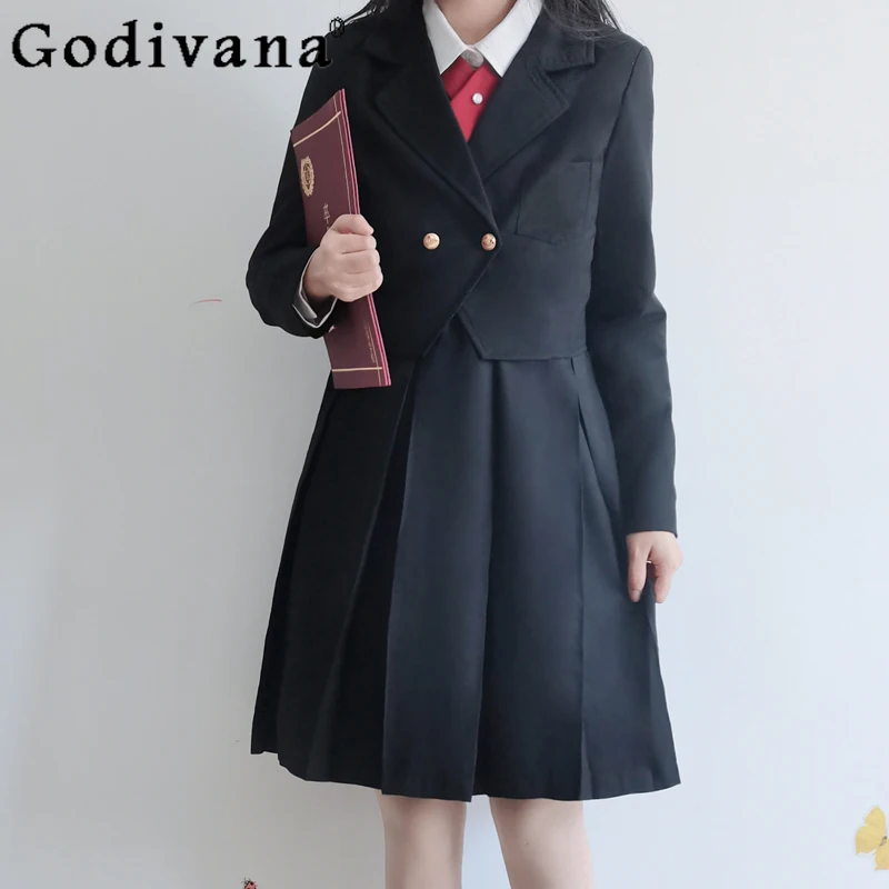 Japanese College Spring Loose Jk Vest Dress Long Sleeve White Shirt Short Versatile Age-reducing Fashion Suit Three-piece Sets
Japanese College Spring Loose Jk Vest Dress Long Sleeve White Shirt Short Versatile Age-reducing Fashion Suit Three-piece Sets