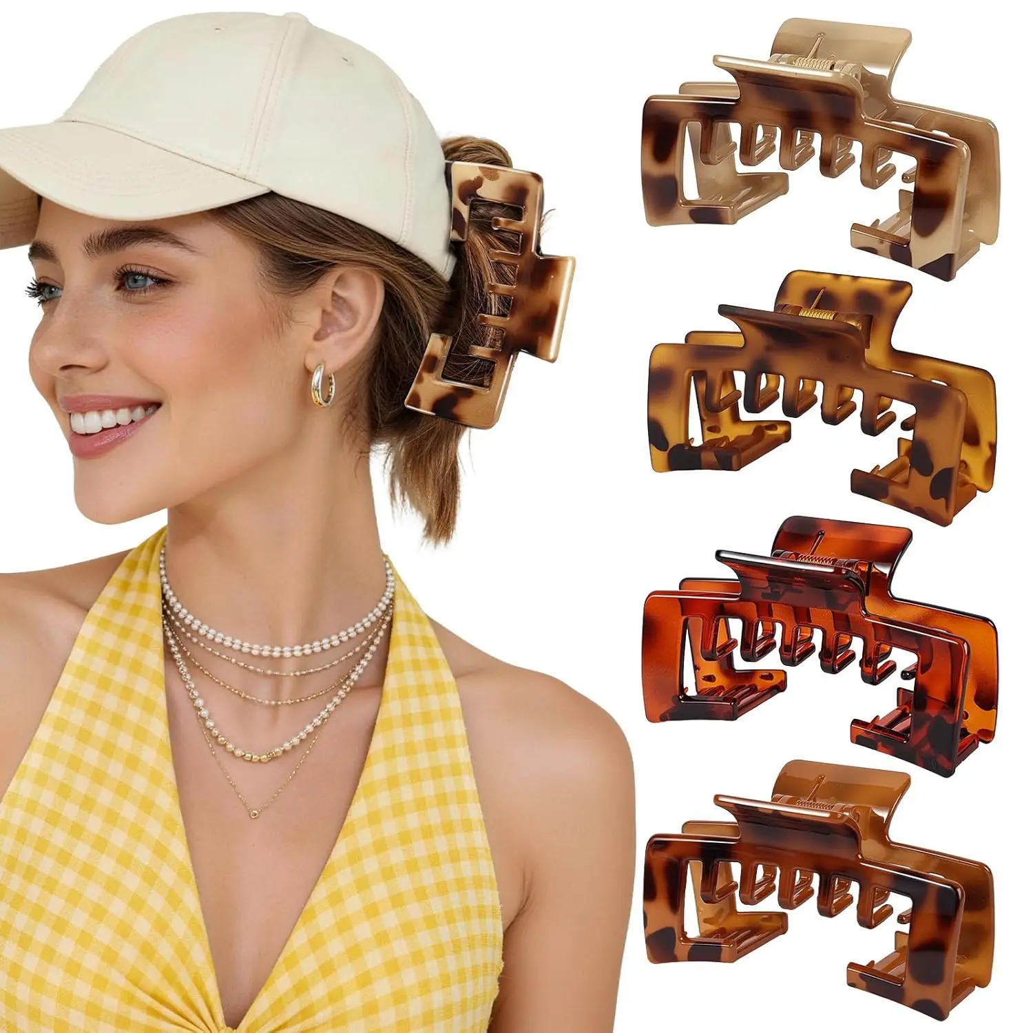 1 PC Large Hair Clips for Baseball Cap, 4.1 Inch Hat-Friendly Claw Clips for Women Girls, Non-Slip Strong Hold Trucker Hat Hair Claw Clips for Thick Thin Hair,Tortoise Shell
1 PC Large Hair Clips for Baseball Cap, 4.1 Inch Hat-Friendly Claw Clips for Women Girls, Non-Slip Strong Hold Trucker Hat Hair Claw Clips for Thick Thin Hair,Tortoise Shell