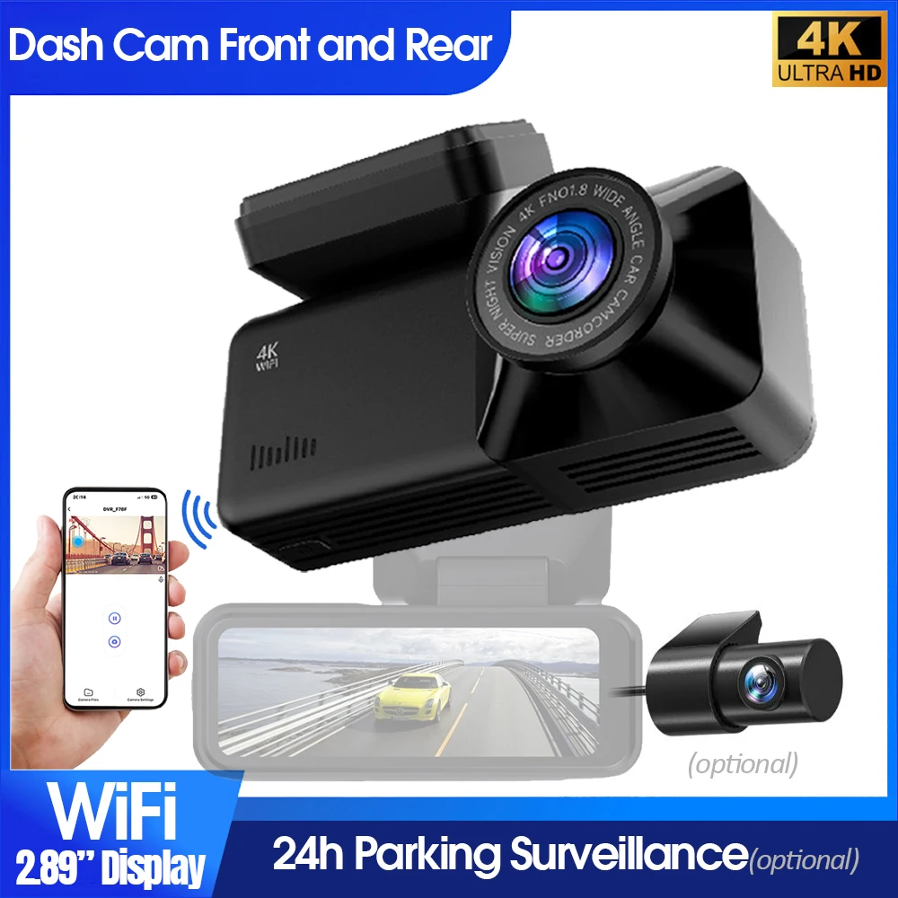 Front And Rear 4K Dash Cam Dashcam Auto Black Box Car Recording Camera Dash Car Camera WiFi App Control 24h Parking Surveillance
Front And Rear 4K Dash Cam Dashcam Auto Black Box Car Recording Camera Dash Car Camera WiFi App Control 24h Parking Surveillance