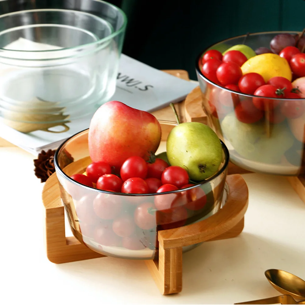 Bowl Food Containers Versatile Mixing with Cover Glass Bamboo Tableware Dessert Wooden Base Salad
Bowl Food Containers Versatile Mixing with Cover Glass Bamboo Tableware Dessert Wooden Base Salad