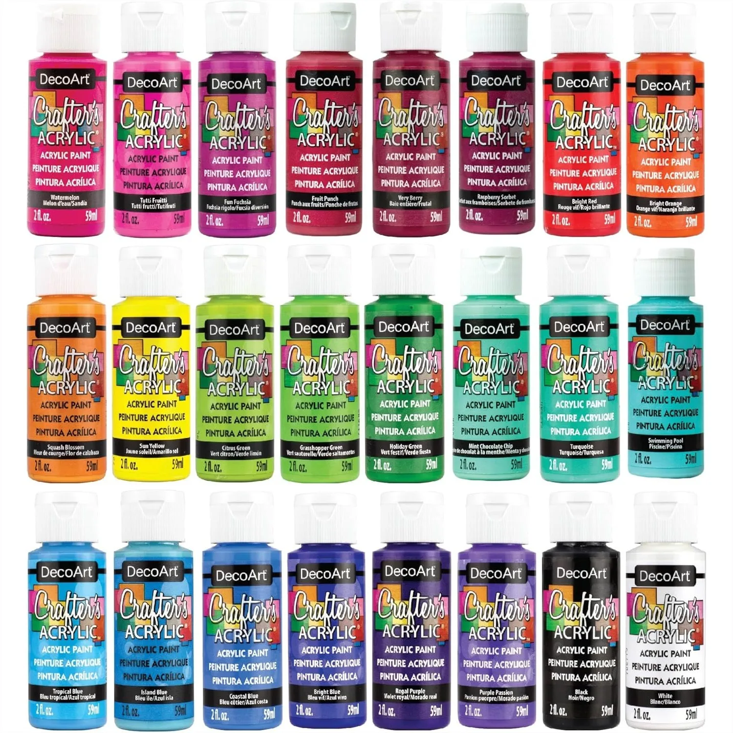 Acrylic Paint Set 24 Colors 2 fl oz Each for Canvas Wood Crafts Classroom Art Projects
Acrylic Paint Set 24 Colors 2 fl oz Each for Canvas Wood Crafts Classroom Art Projects