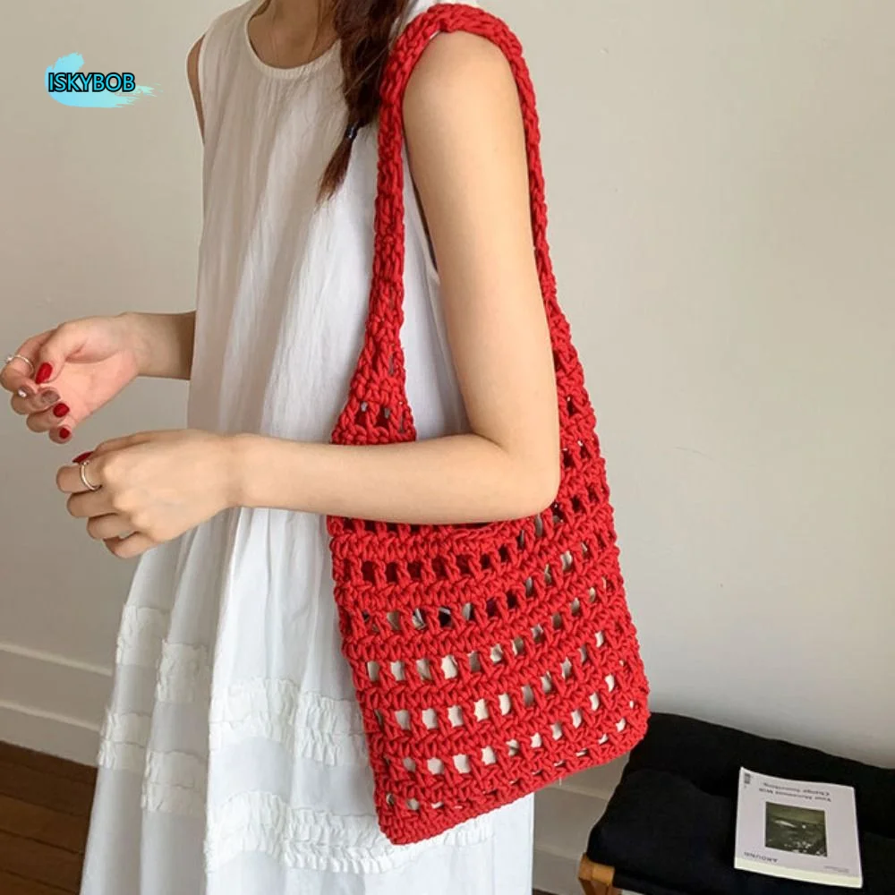 Korean Style Hollow Out Knitted Weave Bag Solid Color Vacation Style Crochet Tote Bag Handbag Braided Knitted Shoulder Bag Daily
Korean Style Hollow Out Knitted Weave Bag Solid Color Vacation Style Crochet Tote Bag Handbag Braided Knitted Shoulder Bag Daily