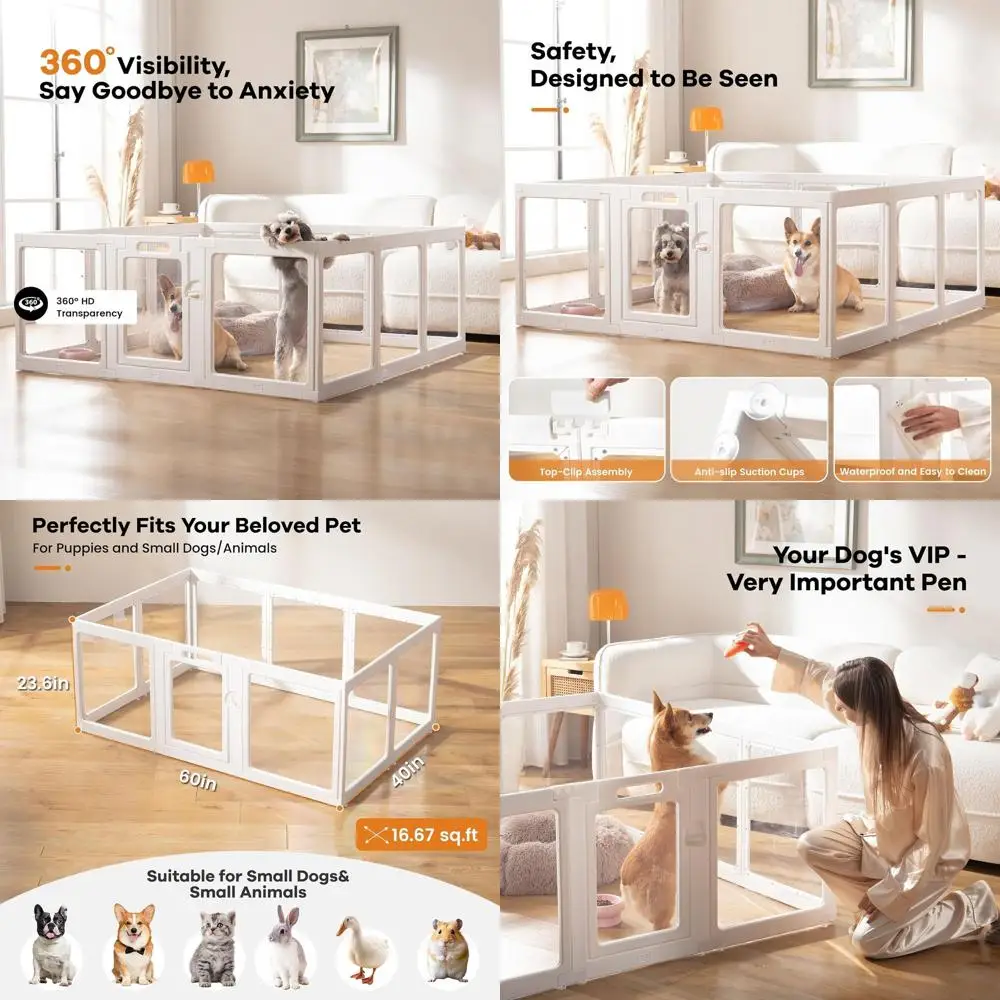 White 10-Panel Indoor Dog Playpen for Small Pets, Suitable for Puppies, Cats, and Rabbits
White 10-Panel Indoor Dog Playpen for Small Pets, Suitable for Puppies, Cats, and Rabbits