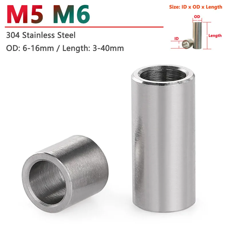 M5 M6 304 Stainless Steel Bushing Washer Gasket Unthreaded Round Hollow Standoff Spacer Sleeve OD 6-16mm
M5 M6 304 Stainless Steel Bushing Washer Gasket Unthreaded Round Hollow Standoff Spacer Sleeve OD 6-16mm