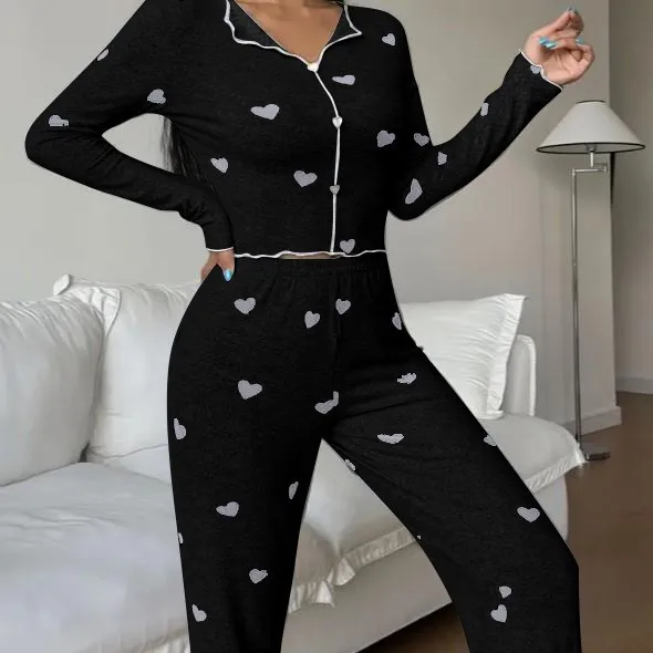 Women Pajamas Set Love Pajamas Women's Spring German Lapel Pullover Pants Long Sleeve Set Loungewear
Women Pajamas Set Love Pajamas Women's Spring German Lapel Pullover Pants Long Sleeve Set Loungewear