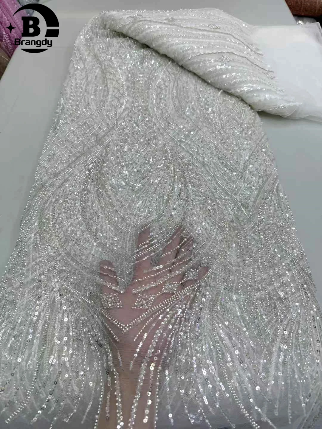 White African Hand-Beaded Tulle Lace 2025, High-Quality Nigerian Bride Lace Fabric, French Sequined Lace Fabric For Wedding
White African Hand-Beaded Tulle Lace 2025, High-Quality Nigerian Bride Lace Fabric, French Sequined Lace Fabric For Wedding