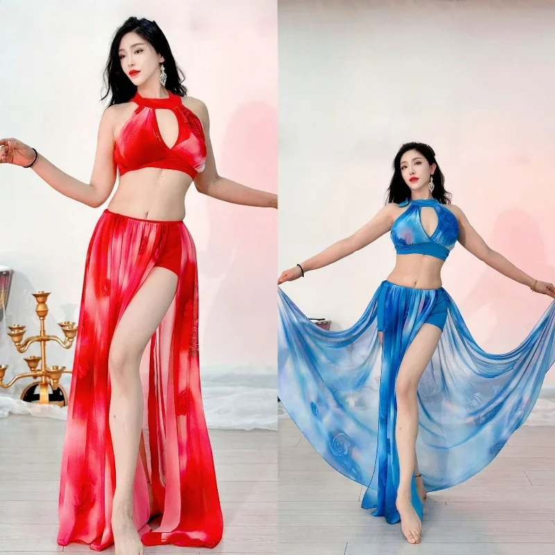 Belly Dancer Costume Women Chiffon Long Sleeves Top+split Sexy Long Skirt 2pcs for Girl's Oriental Belly Dancing Practice Suit
Belly Dancer Costume Women Chiffon Long Sleeves Top+split Sexy Long Skirt 2pcs for Girl's Oriental Belly Dancing Practice Suit