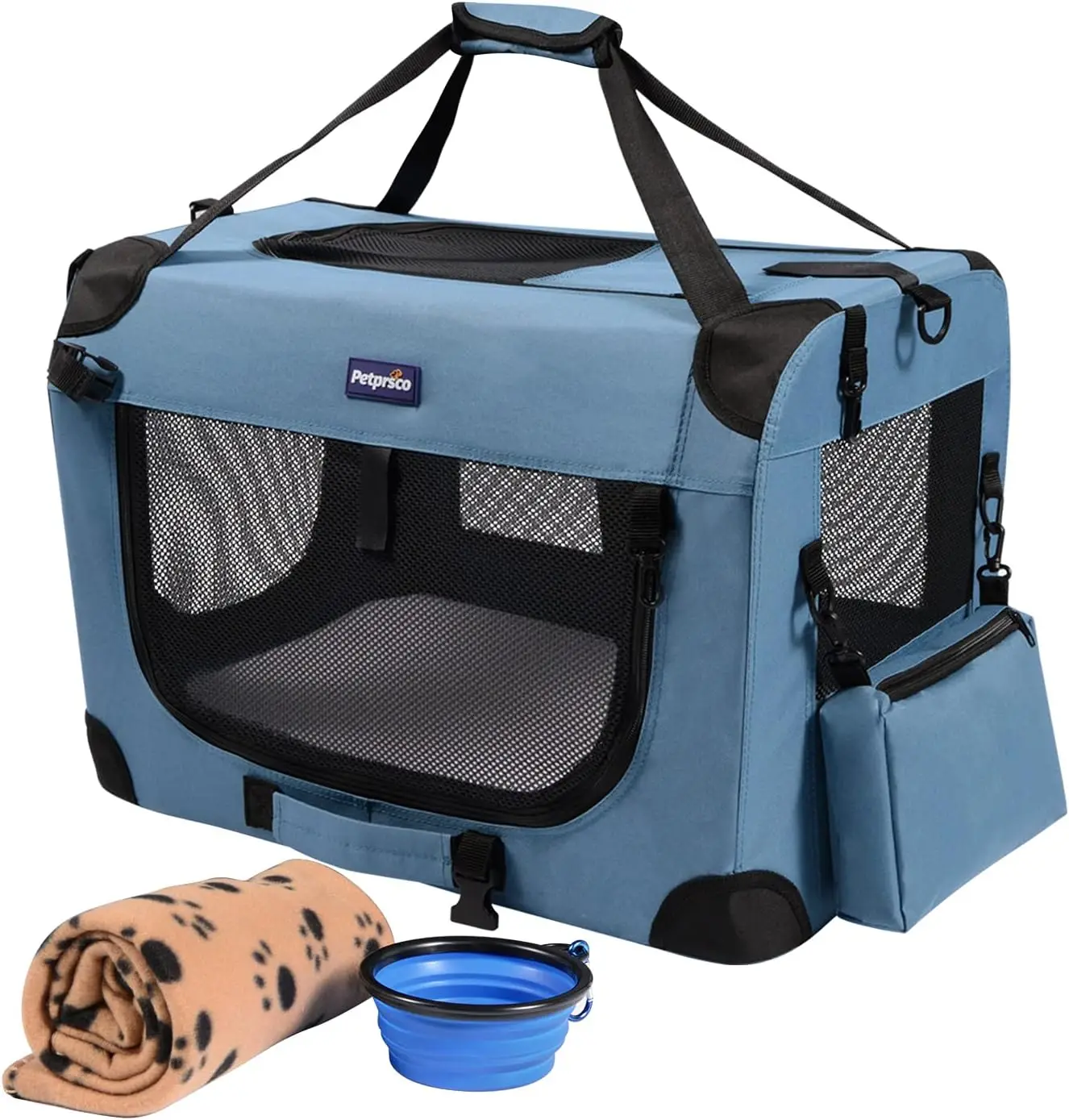 Portable Collapsible Pet Crate with Blanket & Bowl for Large Cats and Small Dogs Indoor Outdoor Travel
Portable Collapsible Pet Crate with Blanket & Bowl for Large Cats and Small Dogs Indoor Outdoor Travel
