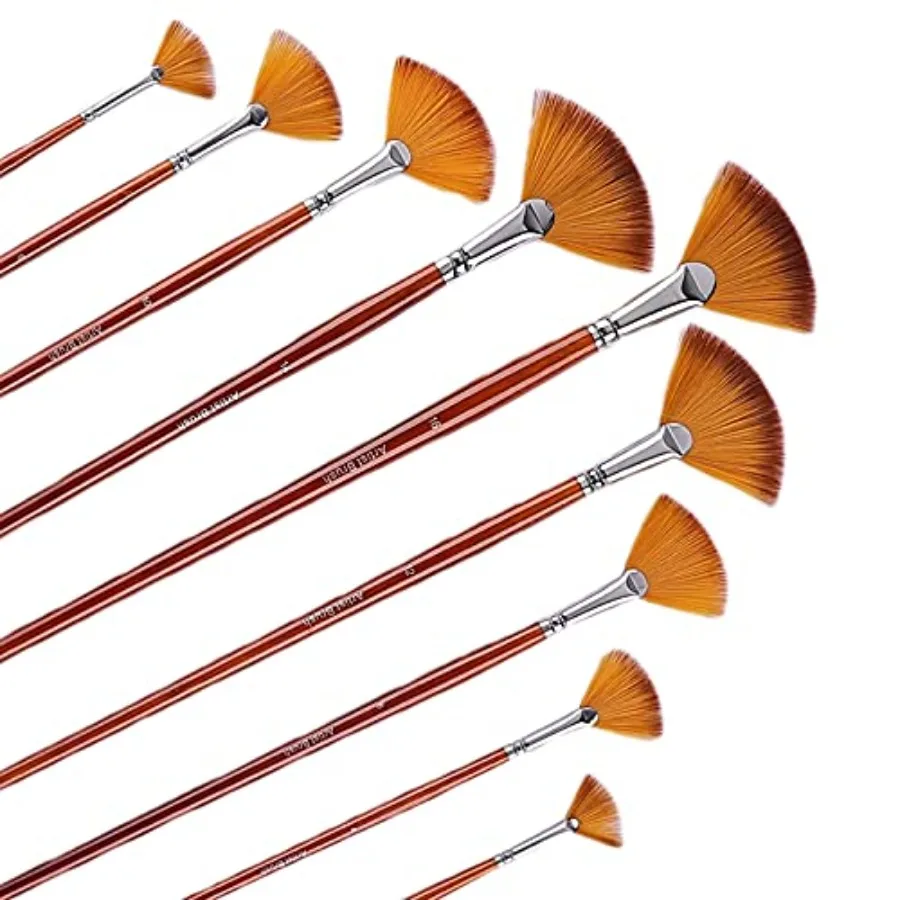 Fan Paint Brush Set of 9 Pcs, Professional Artist Acrylic Paint Brushes Set with Long Wood Handles Anti-Shedding Nylon Hair for
Fan Paint Brush Set of 9 Pcs, Professional Artist Acrylic Paint Brushes Set with Long Wood Handles Anti-Shedding Nylon Hair for