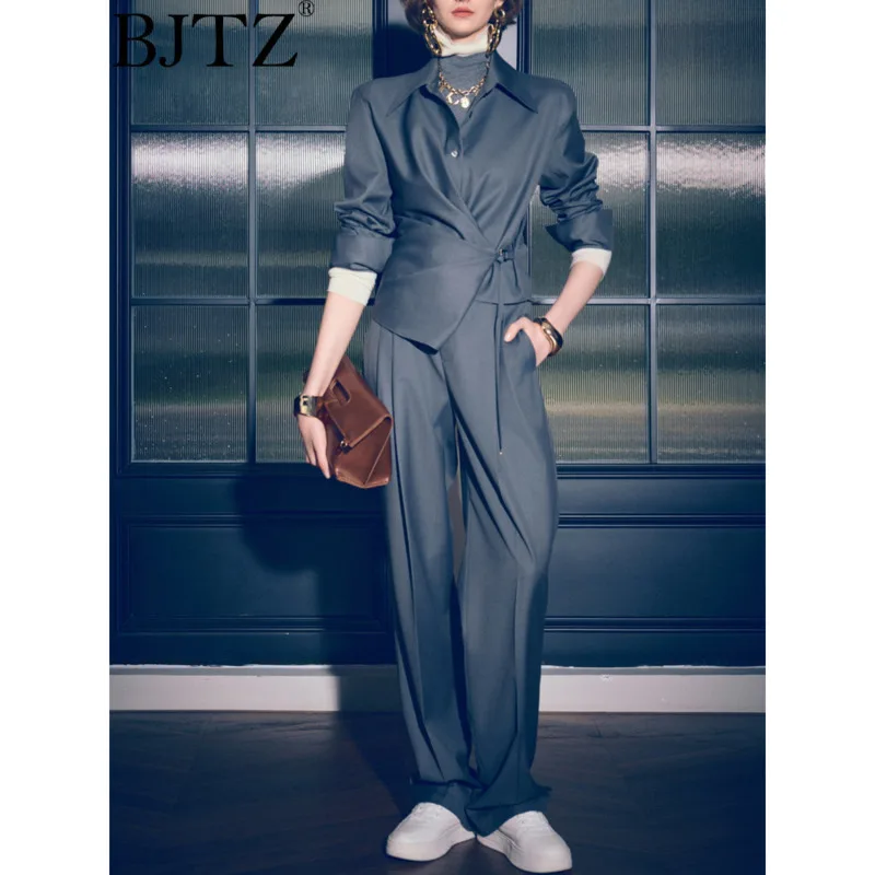 BJTZ Fashion Office Lady Temperament Blazer Set For Women 2025 Autumn New Lapel Shirt Top+high Waist Casual Pants
BJTZ Fashion Office Lady Temperament Blazer Set For Women 2025 Autumn New Lapel Shirt Top+high Waist Casual Pants