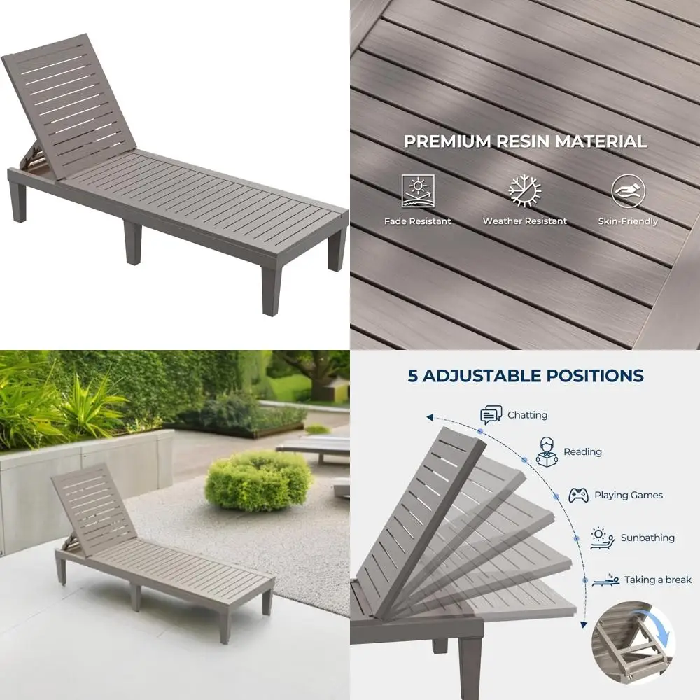 Adjustable Outdoor Chaise Lounge Chair with 5 Recline Positions, Waterproof, Easy Assembly, Holds up to 330lbs, Durable for Pati
Adjustable Outdoor Chaise Lounge Chair with 5 Recline Positions, Waterproof, Easy Assembly, Holds up to 330lbs, Durable for Pati