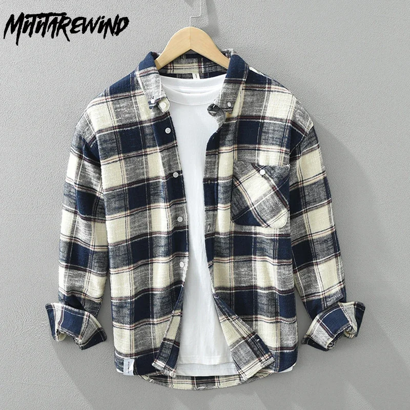 Japanese Style Classic Plaid Shirt Men Spring Fall Daily Casual Long Sleeve Shirts Man Lapel Pocket Pure Cotton Shirt Loose Tops
Japanese Style Classic Plaid Shirt Men Spring Fall Daily Casual Long Sleeve Shirts Man Lapel Pocket Pure Cotton Shirt Loose Tops