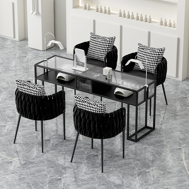 Nail Art Table and Chair Set Nail Shop Special Table and Chair Combination Black Glass Nail Art Table Double Fashion Internet ce
Nail Art Table and Chair Set Nail Shop Special Table and Chair Combination Black Glass Nail Art Table Double Fashion Internet ce
