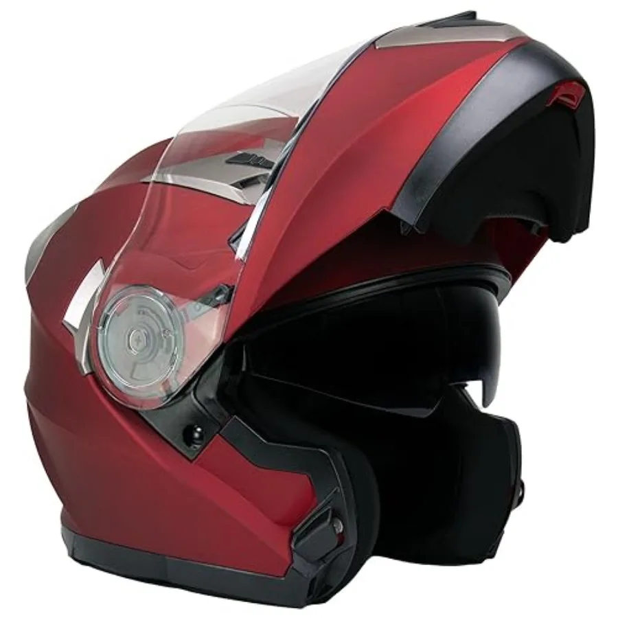 Motorcycle modular helmet for advanced riders, polycarbonate shell, flat red color, ionized finish with drop-down sun visor
Motorcycle modular helmet for advanced riders, polycarbonate shell, flat red color, ionized finish with drop-down sun visor