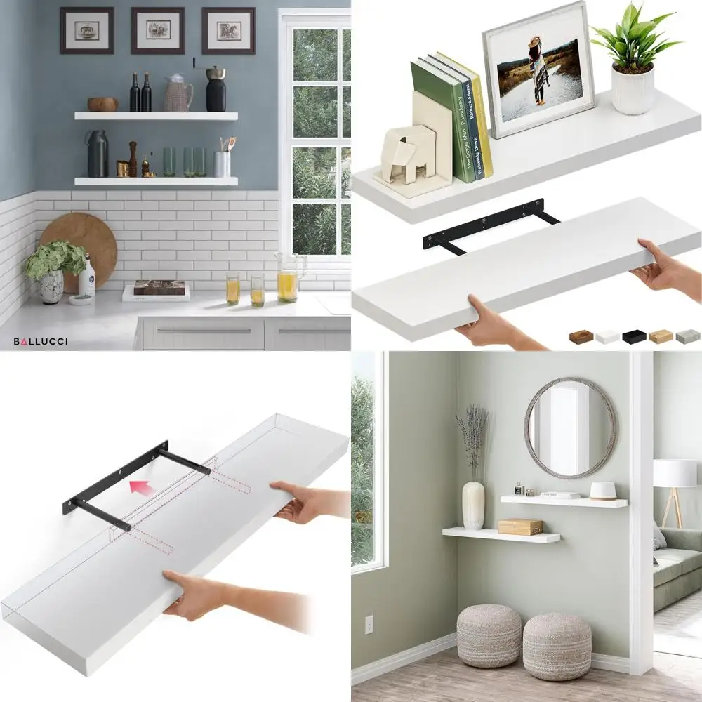 36 Two-Piece Wooden Wall Shelf Set, 8 Deep, White, Suitable for Various Rooms
36 Two-Piece Wooden Wall Shelf Set, 8 Deep, White, Suitable for Various Rooms