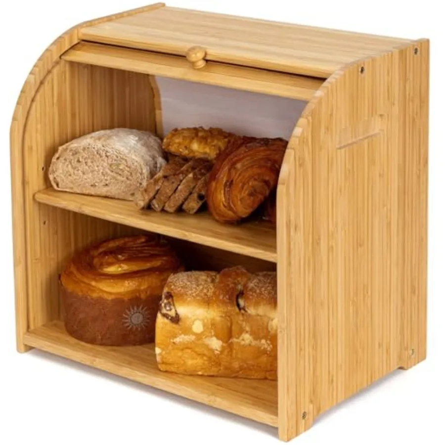 Bamboo Bread Box for Kitchen Countertop Roll-top Breadbox Breads Storage Boxe with Adjustable Middle Shelf
Bamboo Bread Box for Kitchen Countertop Roll-top Breadbox Breads Storage Boxe with Adjustable Middle Shelf